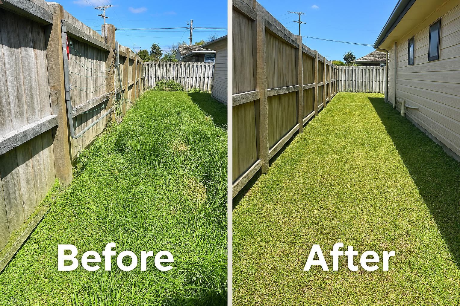 Lawn before mowing and tidy-up